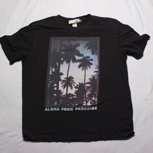 H&M L.O.G.G. Aloha From Paradise Graphic T-Shirt Men’s XL Black Palm Tree Tee